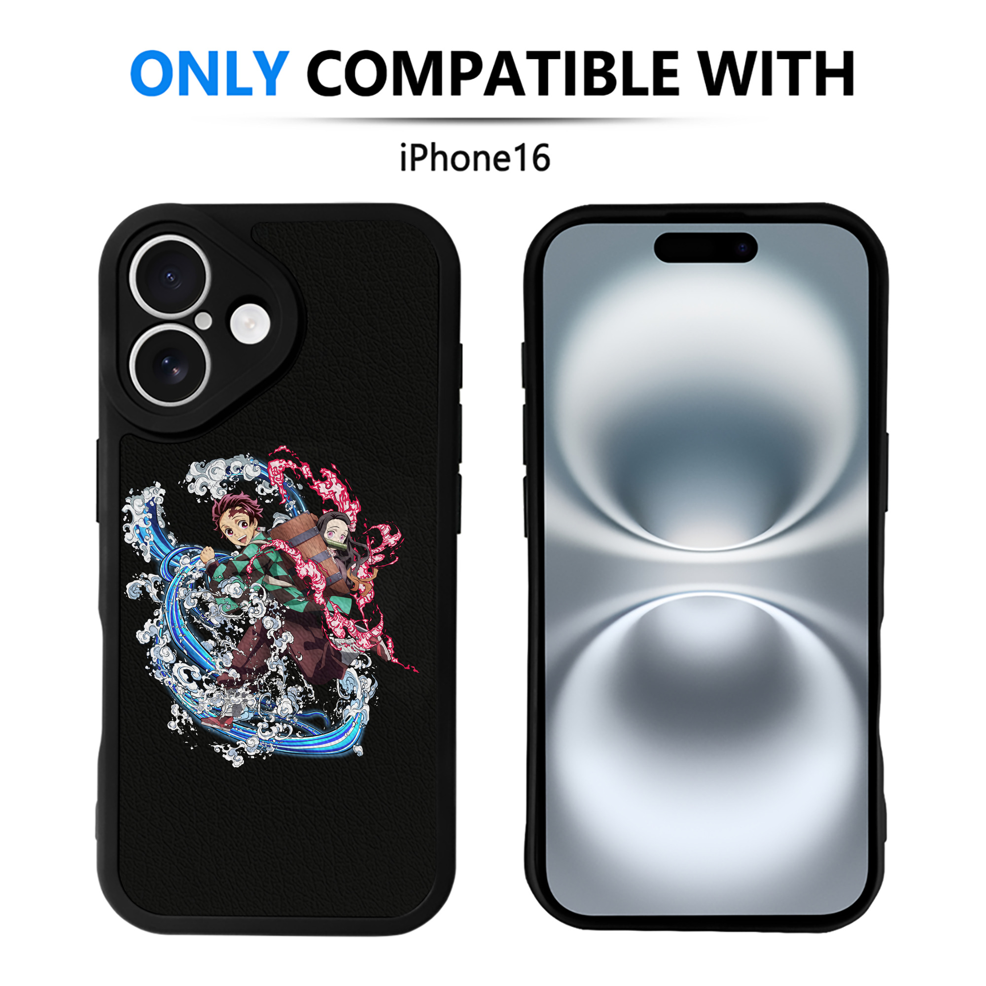 （画像用） 鬼滅の刃（きめつのやいば）竈門 禰󠄀豆子／かまど ねずこ Kamado Nezuko 【iPhone 16シリーズ対応】シリコンスマホケース（レザー調） 材質：シリコン